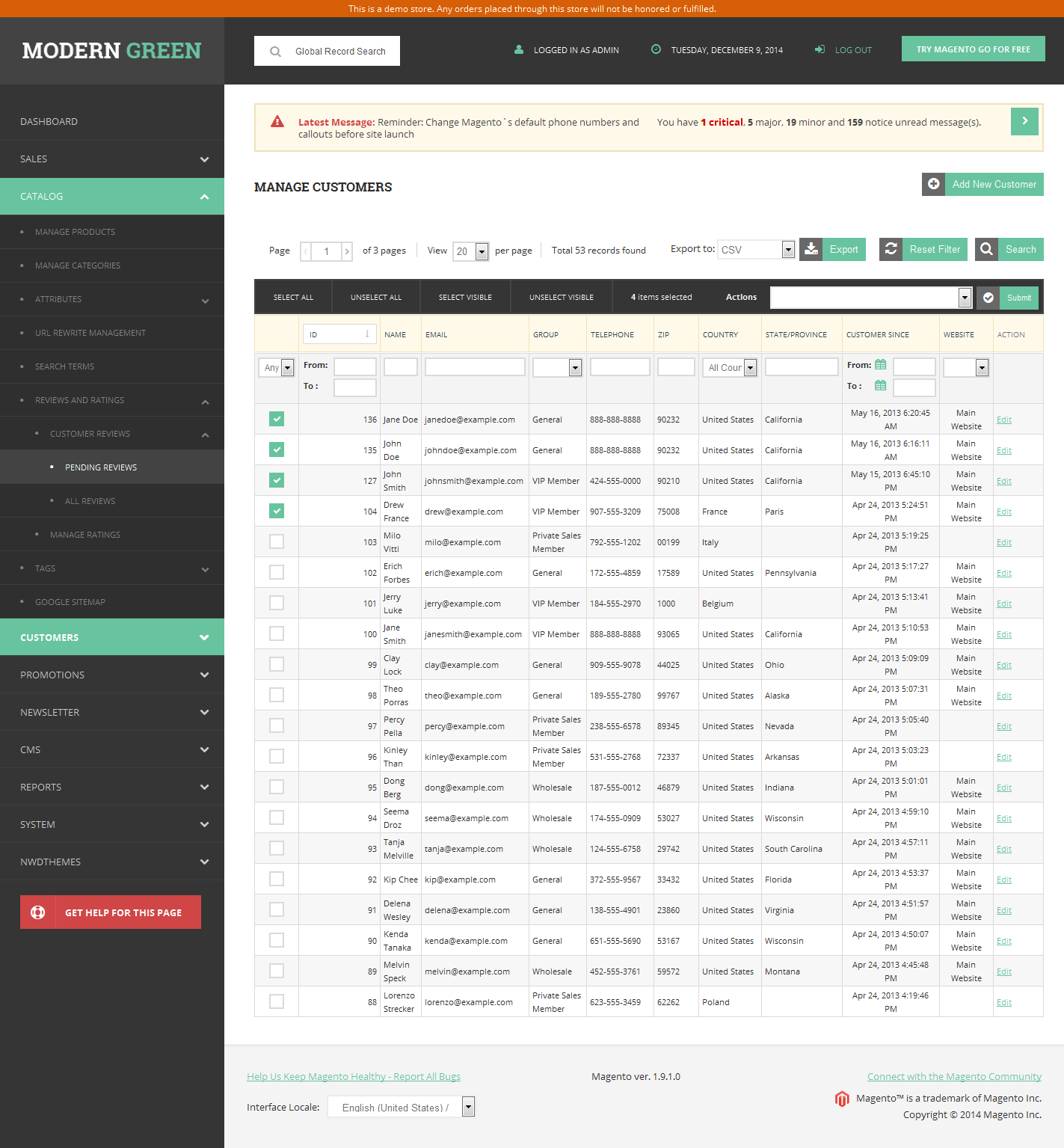 Magento Admin Theme - Modern Green