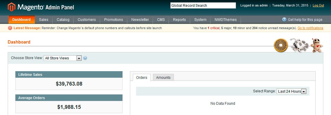 Sales Magic Free Magento Extension Dashboard Screen