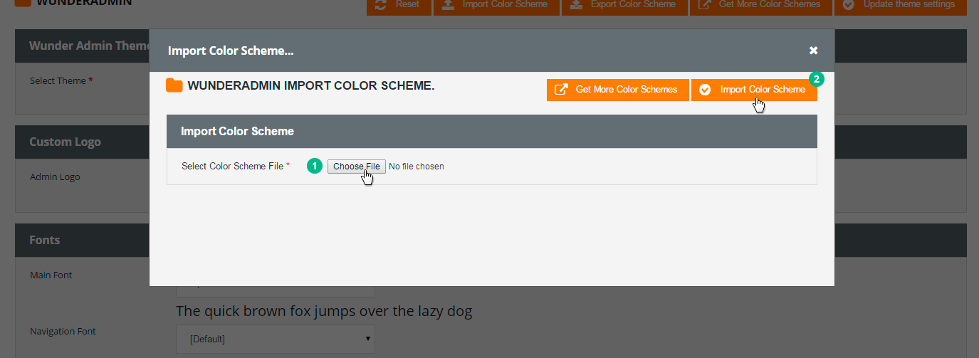Wunderadmin import color scheme