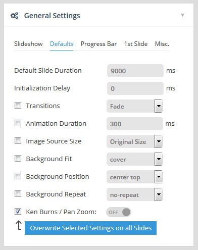 Magento Slider Revolution 5 Global Defaults