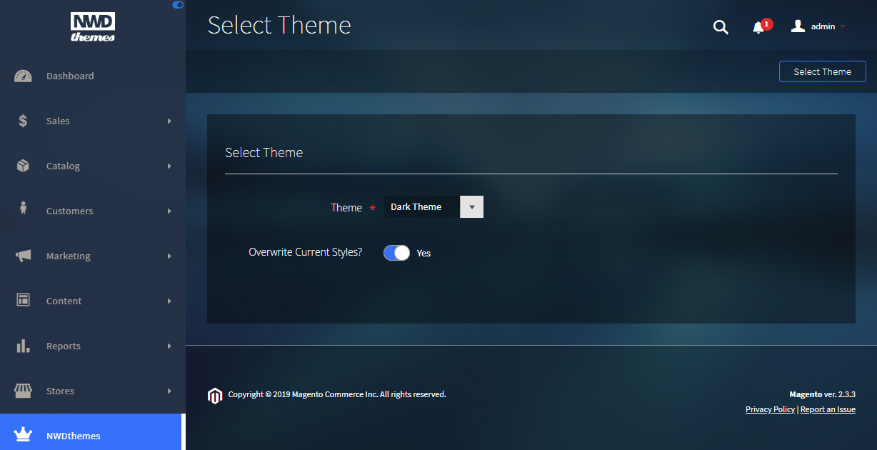 Admin Theme - Select Theme