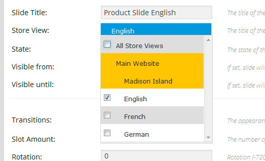 Multi Language Revolution Slider for Magento - English