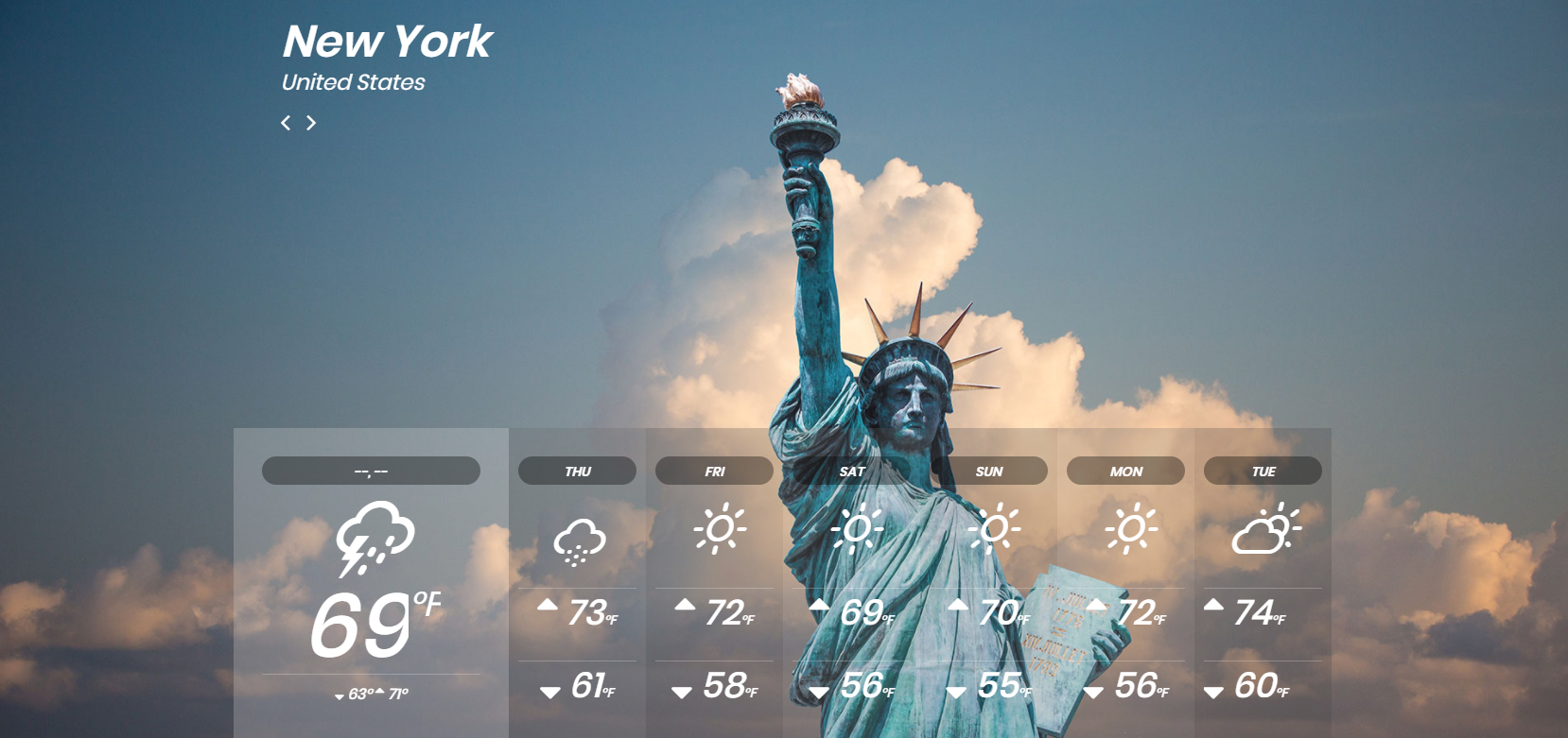 Weather live wallpapers pro. Slider weather on the website examples.